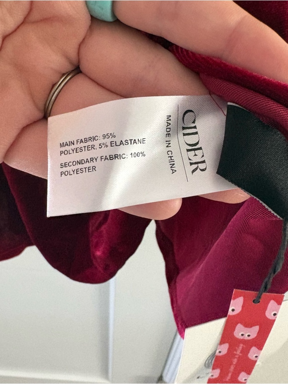 NWT CIDER Deep Red Velvet Mini Dress U-neckline Ruffle Knotted Stunning - Picture 4 of 7